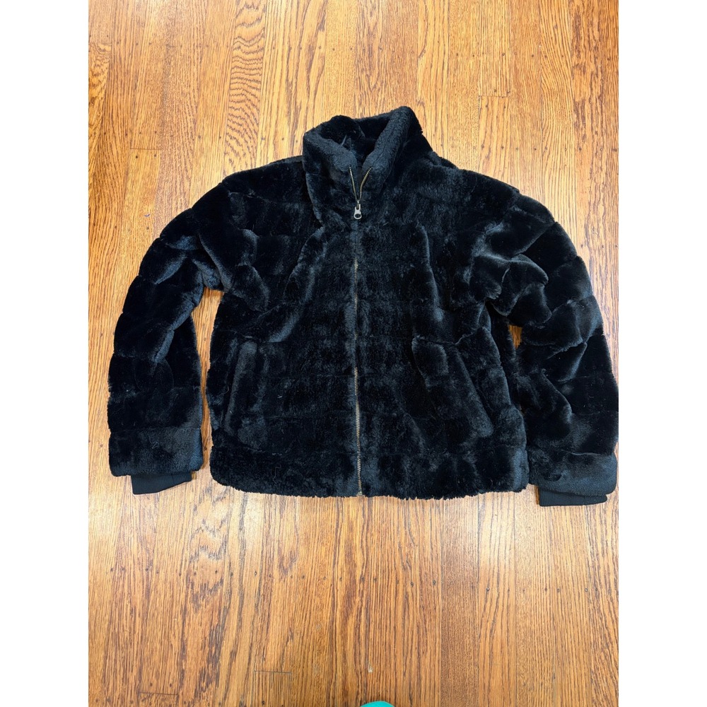 Marine Layer Black Faux Fur Quilted Bomber Jacket Womens XS Plush